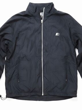 Starter Mens Vintage Full Zip Windbreaker Jacket Black Mesh Lined Size Medium